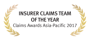 Winner of Insurer Claims Team of the Year at Claims Awards Asia-Pacific 2017